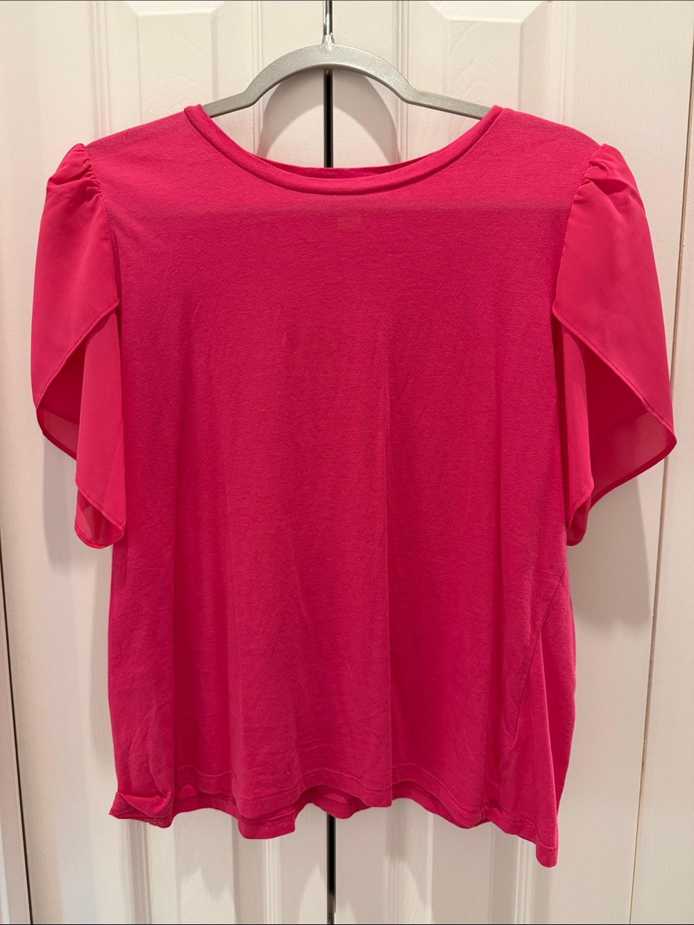 Michael Kors Bright Pink Flutter Sleeve Blouse
